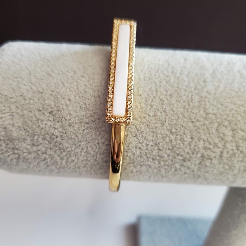 Kate Spade Understated Elegance Cuff Bracelet Mother of Pearl Gold Plate - Picture 2 of 8
